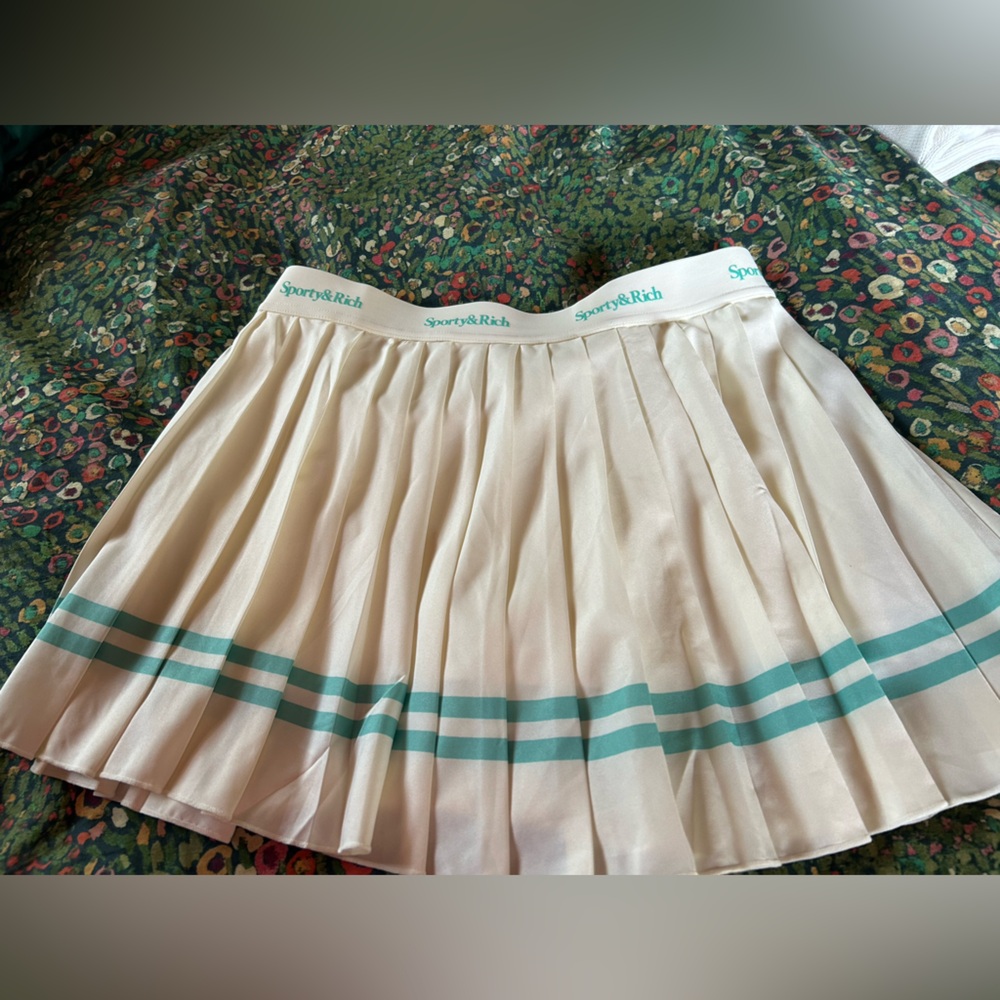 BNWT Sporty & Rich Cream and Green Skirt with shorts underneath. New with Tags!